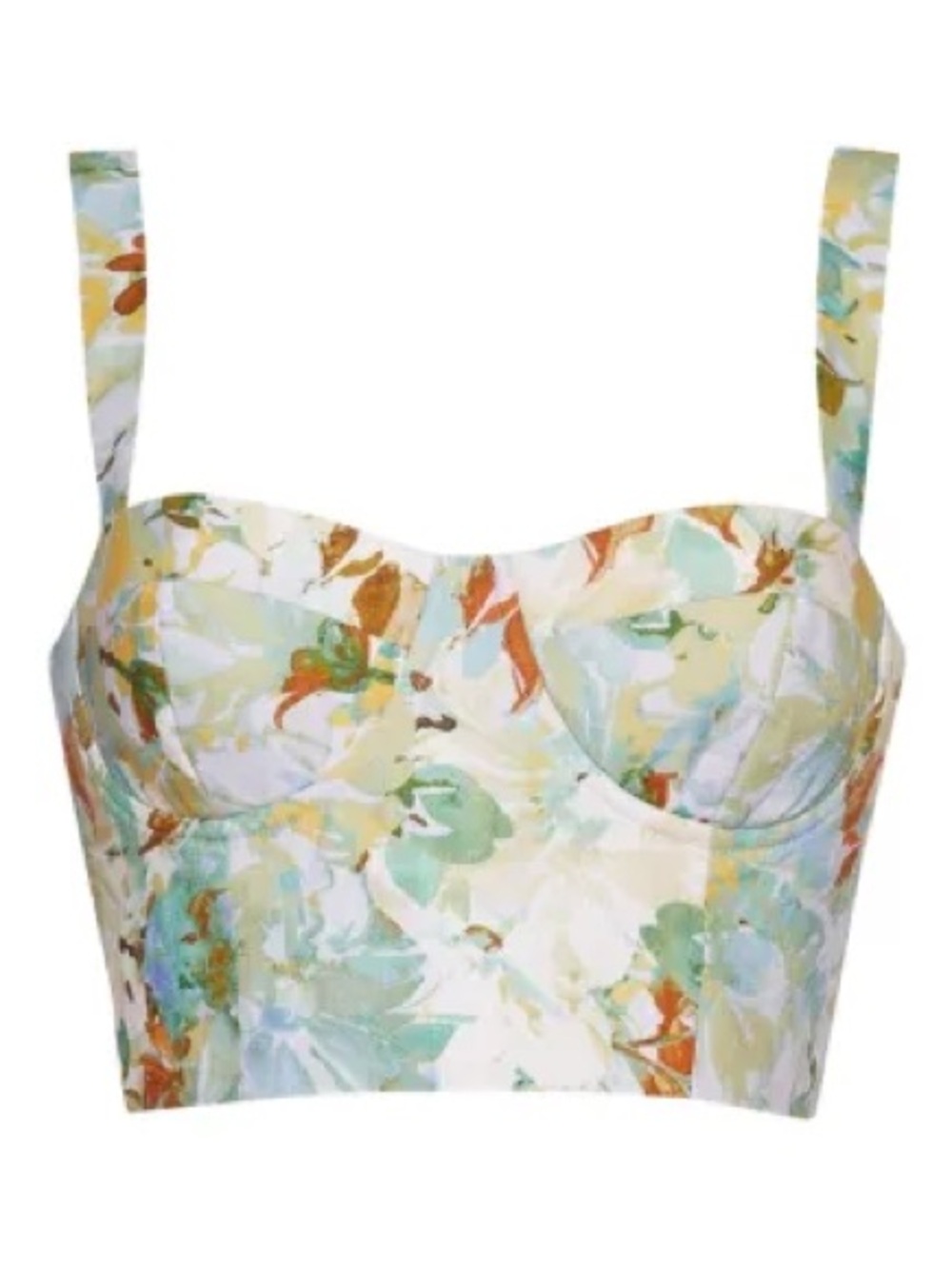 Cara Cara Claudine Floral Print Corset Bustier Top Linen Size 2 *301
